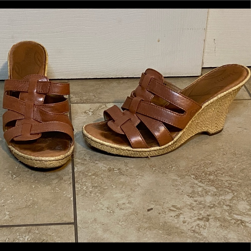 Born 4” Light Brown Strappy Wedge